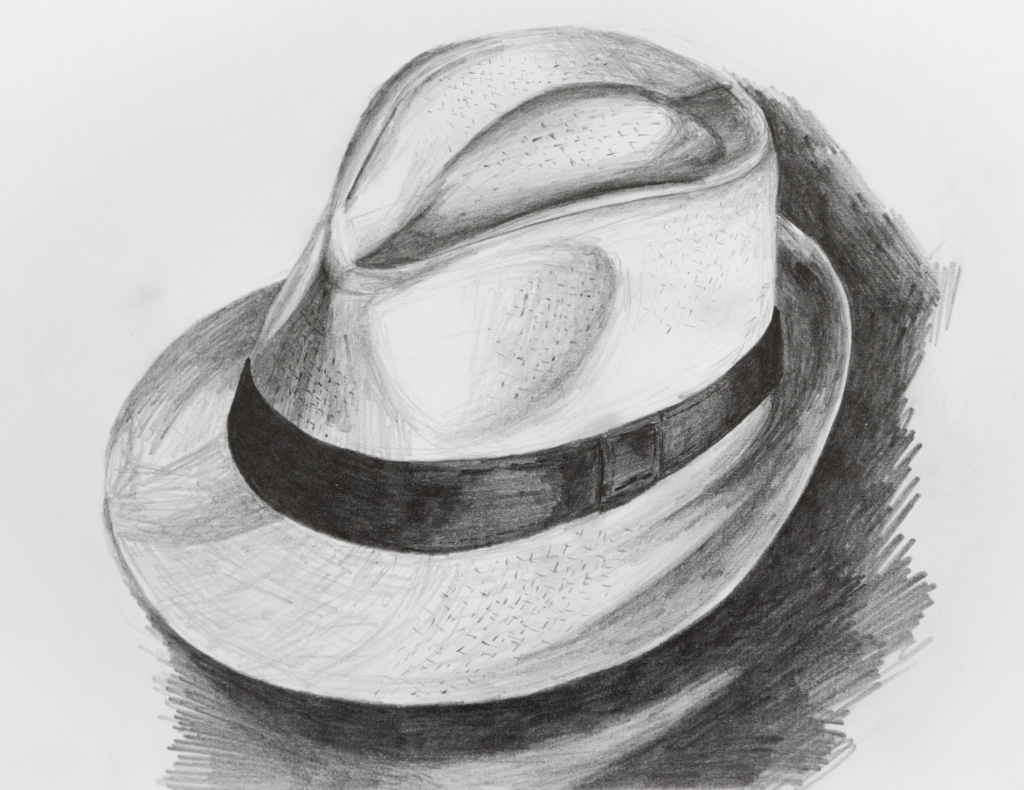 Pencil drawing of a sun hat.